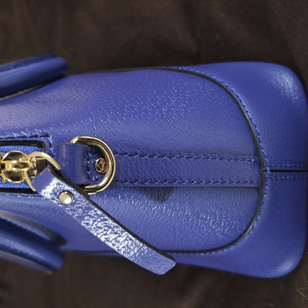 KATE SPADE NEW Royal Blue Pebbled Leather Wellesley Rachelle Satchel Purse - Picture 7 of 14